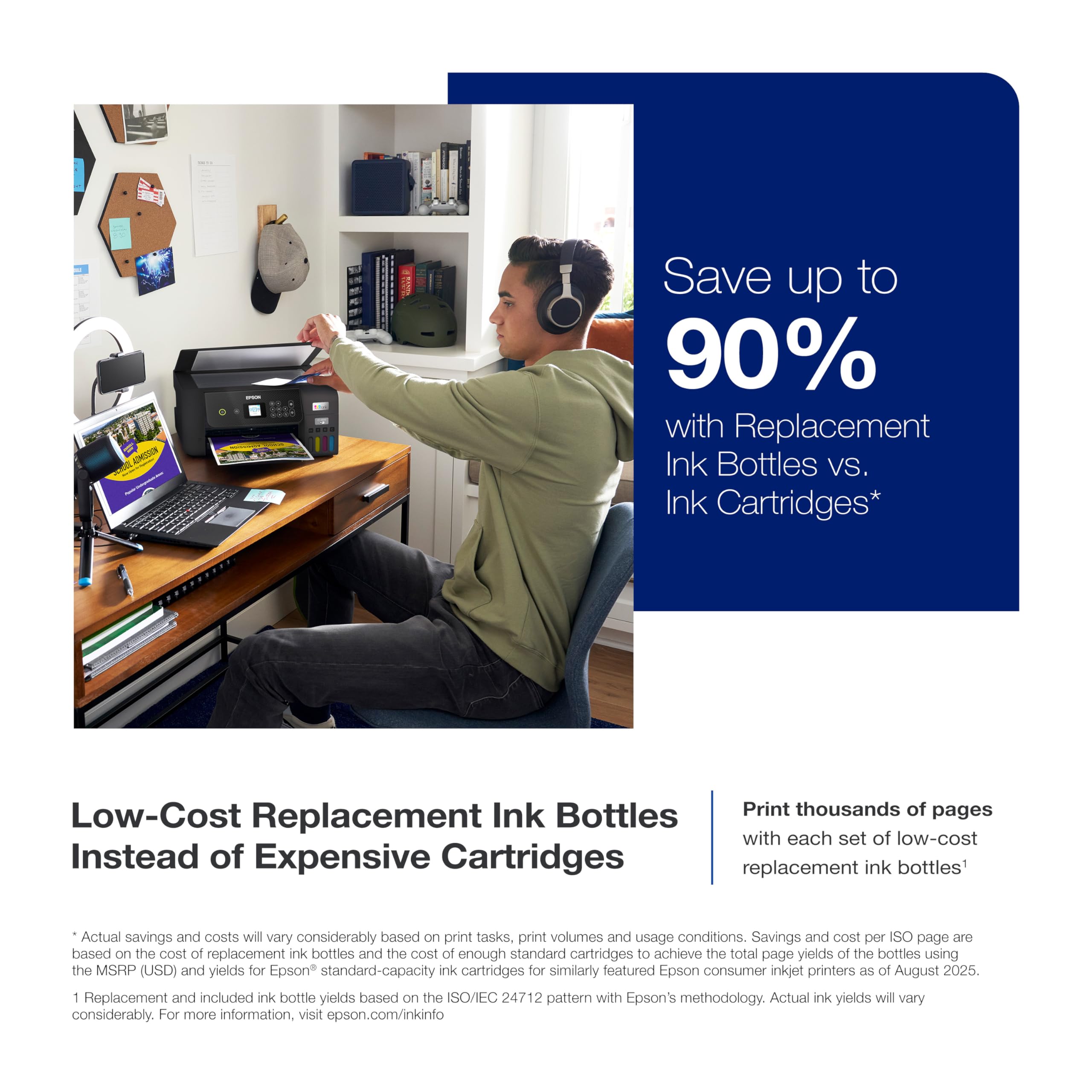 Epson EcoTank ET-2800 Wireless Color All-in-One Cartridge-Free Supertank with Scan and Copy, The Ideal Basic Home Printer - White